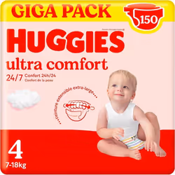Huggies Ultra Comfort, 3x50 Couches, Taille 4 (9-14 kg)