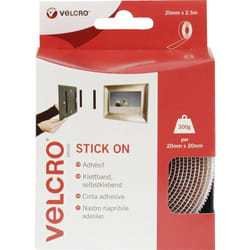 Velcro - VEL-EC60214 Bande auto-agrippante à coller partie velours et partie agrippante (l x l) 2500 mm x 20 mm blanc 2.