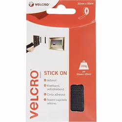 VELCRO® VEL-EC60225 Bande auto-agrippante à coller partie velours et partie agrippante (L x l) 500 mm x 20 mm noir 0.5