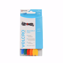 Velcro VEL-EC60250, Attache-câbles à crochets et à boucles, Velcro, Bleu, Vert, Orange, Rouge, Jaune, 200 mm, 12 mm, 5 pièce( ...