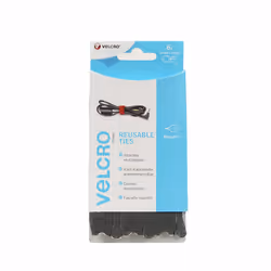 Velcro VEL-EC60388, Attache-câbles à crochets et à boucles, Velcro, Noir, 200 mm, 12 mm, 6 pièce(s)