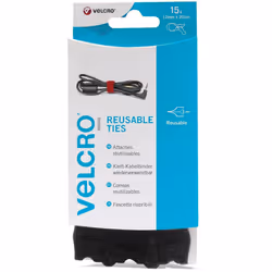 Velcro VEL-EC60466, Attache-câbles à crochets et à boucles, Velcro, Noir, 200 mm, 12 mm, 15 pièce(s)