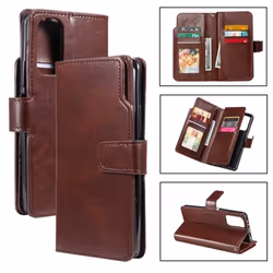 Doka Housse Etui Pour Xiaomi Redmi Note 10 5G 6.5 Motif Cuir Pochette protection cover Magnétique Flip 9 Cartes Brown CRF