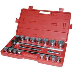 Coffret à douilles 3/4 21 pièces - AMTECH - Matricé et plaqué chrome - Rouge