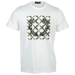 T-shirt imprimé Fred Perry Cross Stitch - Blanc - Manches courtes - Homme