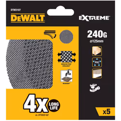 Pack 5 grilles a poncer ø125mm grain : 240 pour ponceuses rotoorbitales dtm3107-qz dewalt. Les feuilles de ponçage en maille  ...