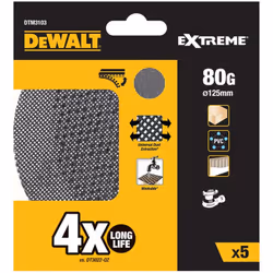 Pack 5 grilles a poncer ø125mm grain : 80 pour ponceuses rotoorbitales dtm3103-qz dewalt. Les feuilles de ponçage en maille o ...