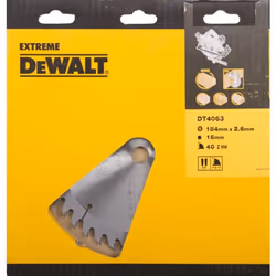 Lame de scie DeWalt Extreme; 184x2,6x16,0 mm; Z40; 10°
