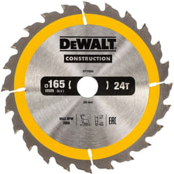 Lame de scie circulaire Dewalt dents par pouce 24 Ø20mm Ø165mm ( Prix pour 1 )