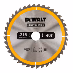 Lame de scie DeWalt; 216x2,6x30,0 mm; Z40; -5°