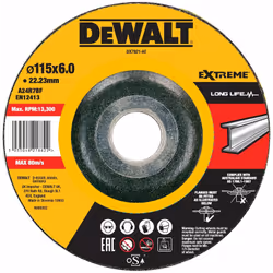 DX7921-AE - Meule concave pour métal 115 x 6 x 22,23 mm Description Meule concave pour métal 115 x 6 x 22,23 mm Grain d’alumi ...