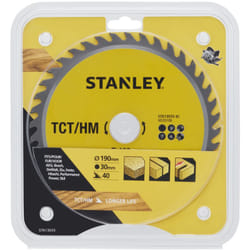 Stanley - Feuille tct. ø 190x30 mm. 40 dents positives atb STA13035-XJ