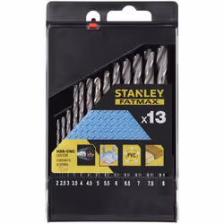 Cassette de 13 forets CNC HSS avec pointe pilote Description Cassette de 13 forets CNC HSS avec pointe pilote ø 2 - 8mm (.5mm ...