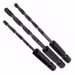 Stanley STA62509-XJ, Perceuse, Ensemble de forets, Bois, Tige hexagonale, 4,5,6 mm, Noir