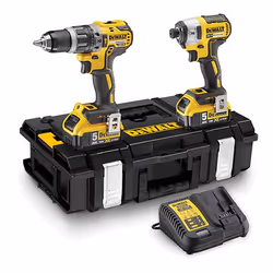 DeWALT DCK266P2, Visseuse à percussion, Poignée de pistolet, Jaune, Batterie, 5 Ah