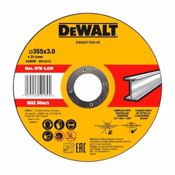 DeWALT DWA8011RIA-AE, Disque de coupe, DeWALT, 2,54 cm, 35,5 cm, 3 mm, Jaune