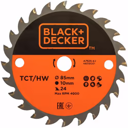 Lame de scie circulaire TCT 85x10 24T - Noir+Decker A7525-XJ A7525-XJ TCT 85x10 24T Lames de scie Description Lames TCT 85x10 ...