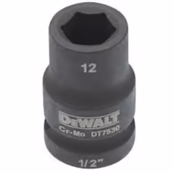 DEWALT - Douilles impact diamètre 12 mm 1/2" Caractéristiques principales du produit: Modèle convexe 6 pointes pour une durab ...