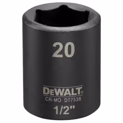 DEWALT - Douilles impact diamètre 20 mm 1/2" Caractéristiques principales du produit: Modèle convexe 6 pointes pour une durab ...