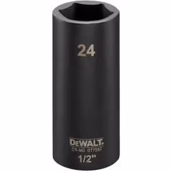 DEWALT - Douilles impact diamètre 24 mm 1/2" Caractéristiques principales du produit: Impact Longues dimensions 24 mm1/2" App ...
