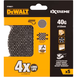 Pack 5 grilles a poncer ø125mm grain : 40 pour ponceuses rotoorbitales dtm8671-qz dewalt. Les feuilles de ponçage en maille o ...