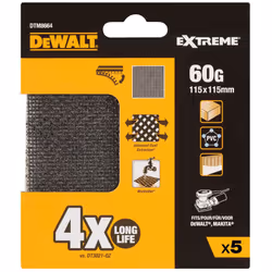 Lot de 5 grilles de ponçage 1/4, 115x115mm grain 60 pour ponceuses orbitales dtm8664-qz dewalt. - les feuilles de ponçage en  ...