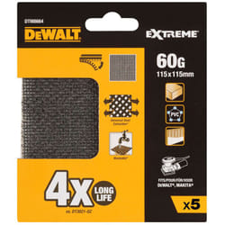 Dewalt - S.of. pack 5 ponceuses mesh 1/4 115x115mm 60 grain pour ponceuses orbitales dtm8664-qz