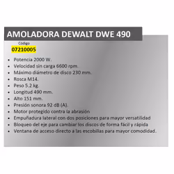 DEWALT Meuleuse 230 mm 2000W - interrupteur à gâchette DWE490-QS