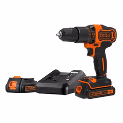Black &amp; Decker BDCHD18K1B2-QW, Perceuse à poignée pistolet, 1400 tr/min, 1 cm, 360 tr/min, 21000 bpm, Batterie