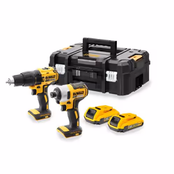 DeWALT DCK2060D2T-QW, Visseuse à percussion, Poignée de pistolet, Jaune, Batterie, Lithium-Ion (Li-Ion), 2 Ah