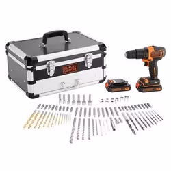 Black &amp; Decker BDC718AS2F, Perceuse à poignée pistolet, Sans clé, 1,1 cm, 2,5 cm, 1 cm, 1 cm
