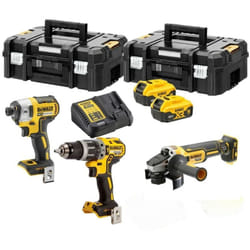 DCK384P2T-QW Kit 3 outils xr 18V 5Ah Li-Ion Brushless DCD796 + DCF887 + DCG405 + 2 x 5,0 Ah + Chargeur + 2 coffrets Tstak - Dewalt