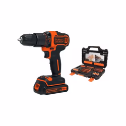 Perceuse à percussion Black&Decker BDCHD18S1A-QW; 18 V; 1x1,5 Ah accu. + 104 Accessoires