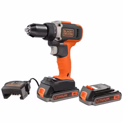 Black &amp; Decker BCD002ME2K, Perceuse à poignée pistolet, Sans clé, 1 cm, 1400 tr/min, 2,5 cm, 1 cm