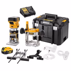 Routeur DeWalt DCW604P2-QW; 18 V; 2x5,0 Ah accu.