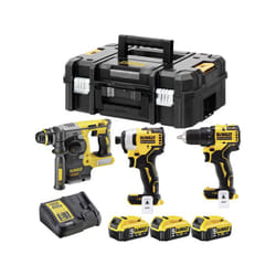 Kit 3 Outils xr 18V 5Ah Li-Ion brushless - spécial perçage Dewalt avec 3 batteries 18V 5.0Ah, chargeur - coffret - DCK377P3T
