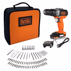 Perceuse visseuse à percussion sans fil 12 V + 80 accessoires + 1 batterie 1,5 Ah + 1 sac de transport - BLACK+DECKER - BDCHD ...
