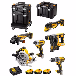 Description générale Le kit DeWALT DCK685P3T comprend une perceuse à percussion, une visseuse à chocs, un perforateur-burineu ...