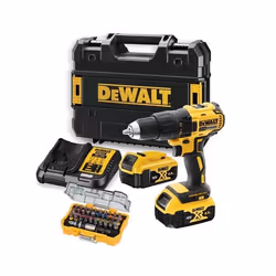 Perceuse visseuse 18V XR - DEWALT - avec 2 batteries 18v 4.0Ah + chargeur + coffret d'embouts 32pcs + coffret Tstak - DCD777M ...