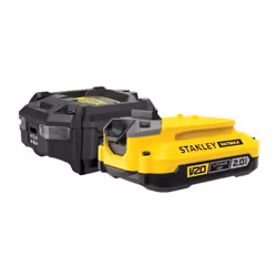 Le kit de démarrage STANLEY FATMAX V20 SFMCB10D1-QW comprend un chargeur 1,25 A et une batterie 18 V 2 Ah. La batterie Li-ion ...