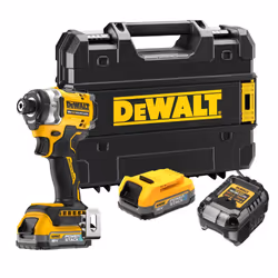 DeWALT DCF860E2T-QW, Visseuse à percussion, Poignée de pistolet, 1/4", Noir, Jaune, Sans brosse, 3800 tr/min