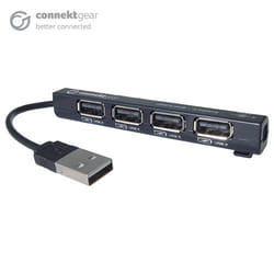 connektgear 25-0054 hub & concentrateur USB 2.0 480 Mbit/s Noir, Blanc