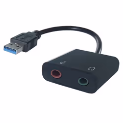 connektgear 26-2918, USB-A, 2x3.5mm, 0,18 m, Noir