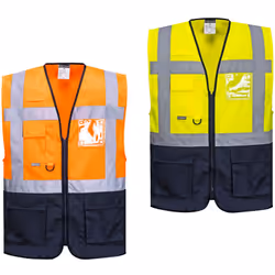 Le Gilet haute visibilité bicolore Portwest Varsavia Executive C476 est un vêtement indispensable pour travailler en extérieu ...