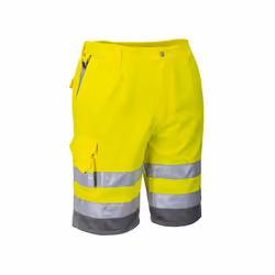 Bermuda Haute Visibilité E043 Jaune Gris TM Portwest Tissu polyester / coton durable avec fini résistant aux taches Texpel. B ...