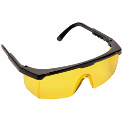Cette lunette classique est un monobloc polycarbonate, branches réglables, pont nasal et barre frontale moulés.