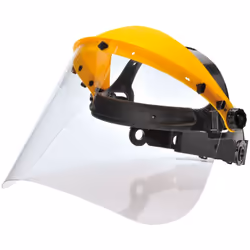 Visière transparente pour une protection contre les chocs à énergie moyenne. Ecran en polycarbonate et serre-tête en polyprop ...