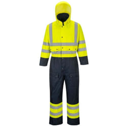 Combinaison haute visibilité matelassée Imperméable Portwest contrast Jaune / Marine l