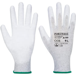 Gants paume enduit PU antistatique Gris XS - Taille 6