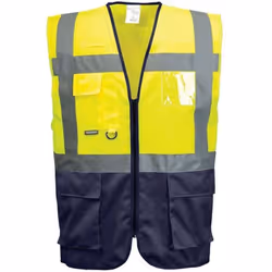 Caractéristiques Tissu exterieur: 100% polyester, Tissage en chaîne 125g Collection: Vest-Port Gamme: Haute-Visibilité 7 poch ...